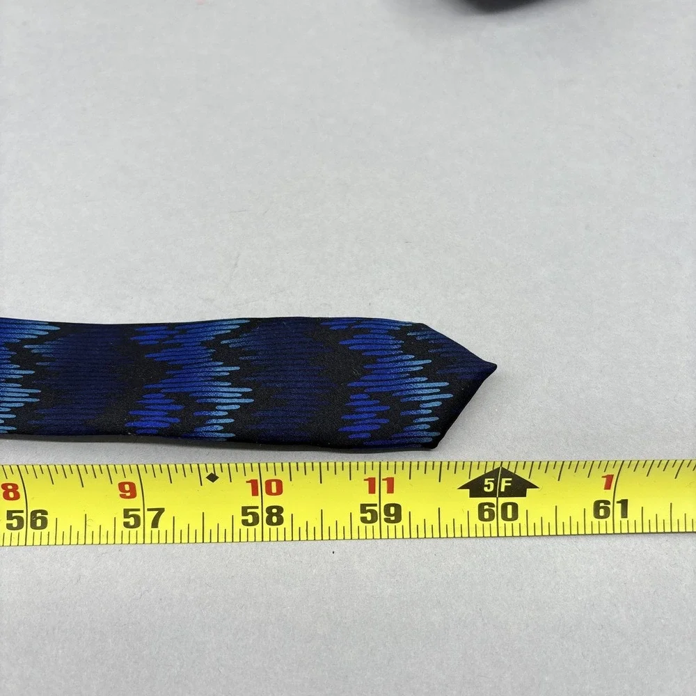 Carlos Santana Tie Mens One Size Blue Black Abstract Silk Necktie‎ 0103 VTG NWT